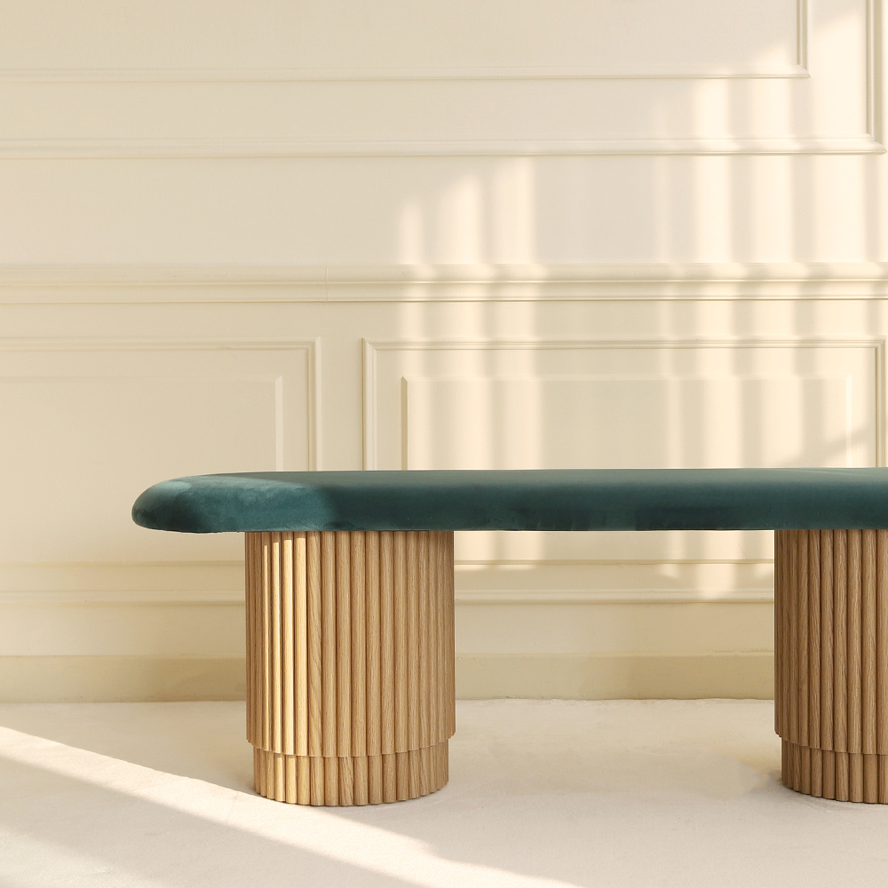 리암 3인용 벨벳 패브릭 템바보드 식탁벤치의자 인테리어 카페 벤치 1400 CL500