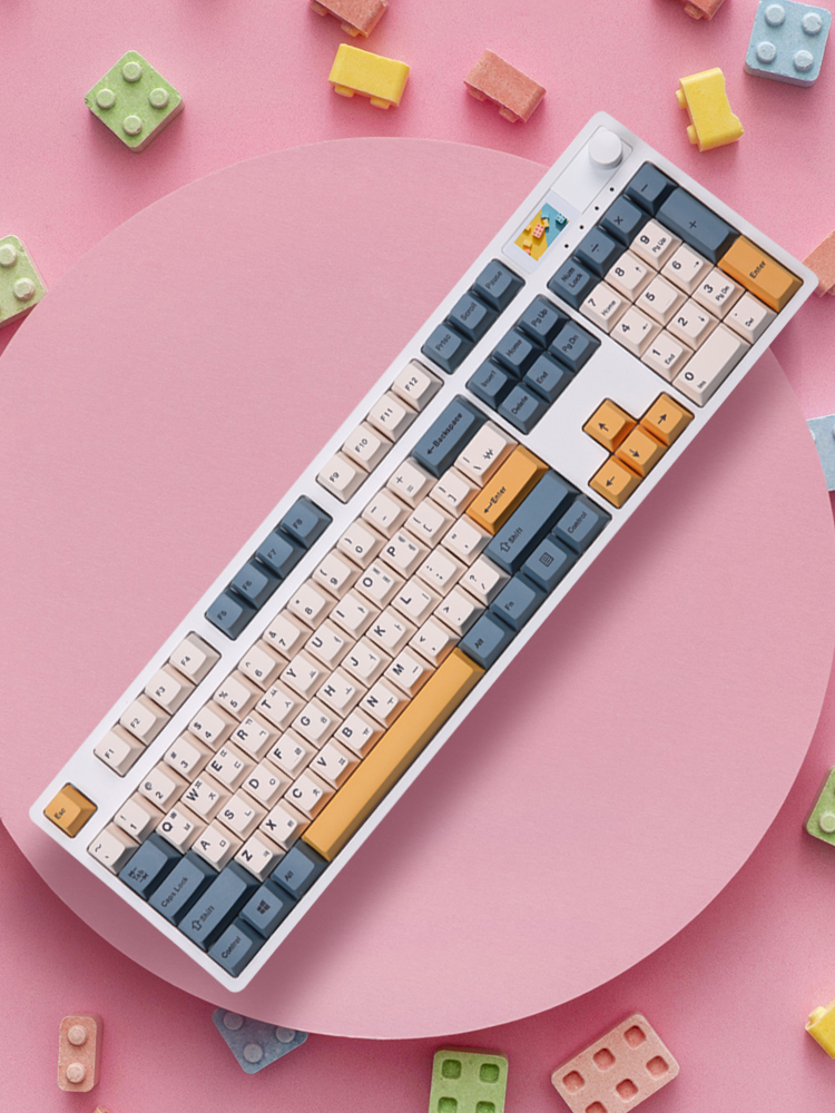 닌자104프로 화이트 수제 풀윤활 태블릿 유 무선 블루투스 폭스테일축 커스텀 조약돌 키보드