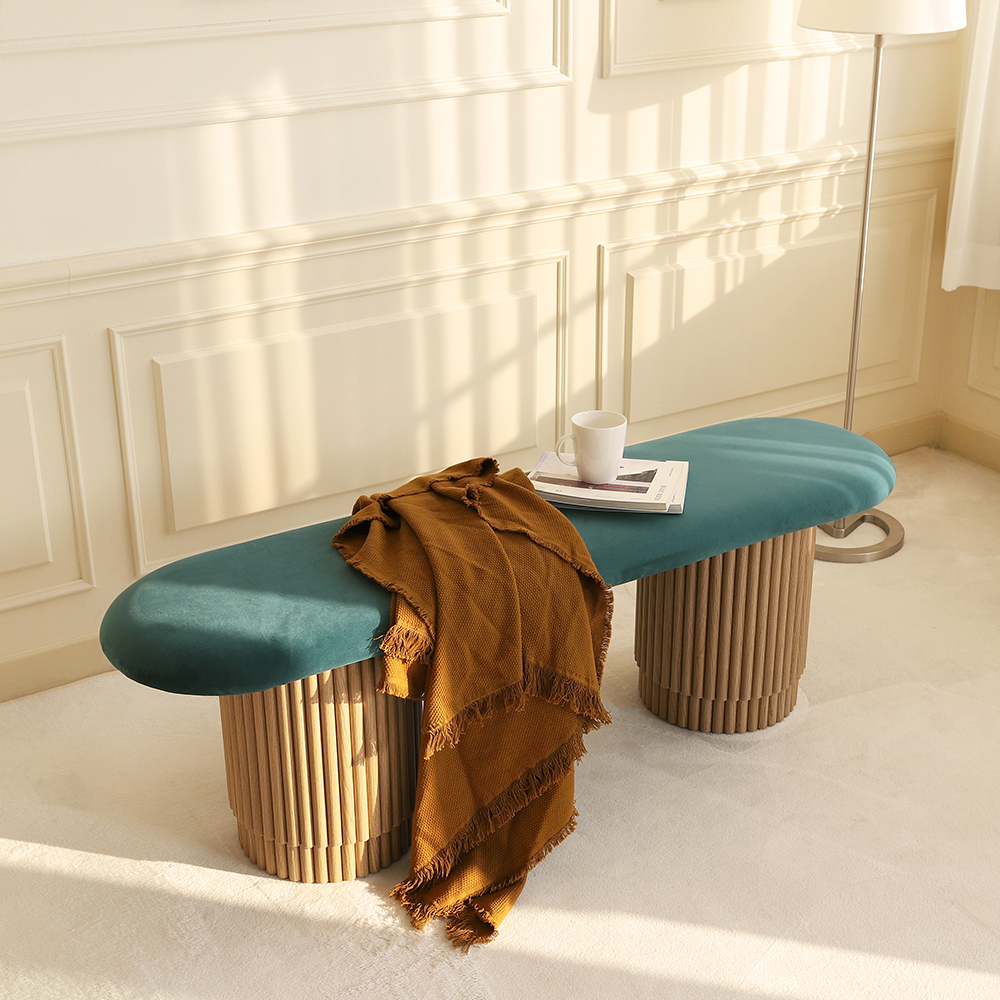 리암 3인용 벨벳 패브릭 템바보드 식탁벤치의자 인테리어 카페 벤치 1400 CL500