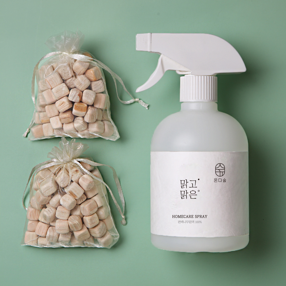 온다숲 아토피등록 숲속향 섬유탈취제 섬유향수 이불 침구 케어 패브릭 미스트 필로우 홈 룸스프레이 500ml+큐브2