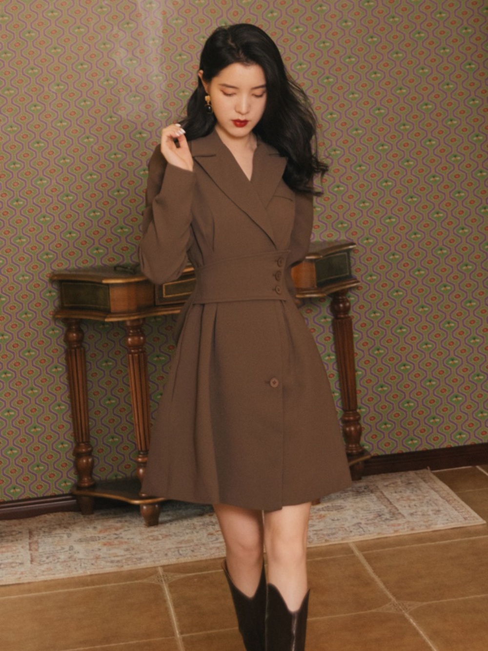 결혼식하객룩 단정한 원피스 룩 엄마 가을하객원피스 정장 이미지 4