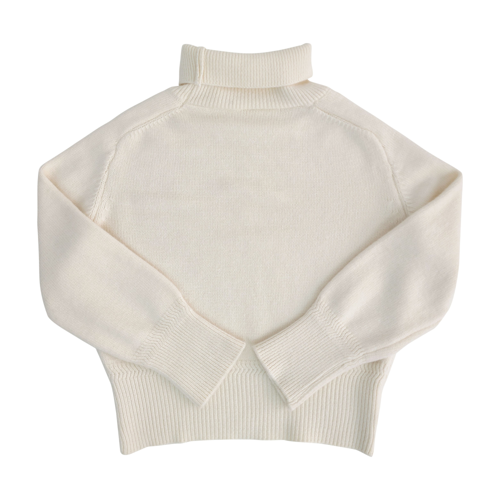 Logoウールブローチリブタートルネックニット(ivory