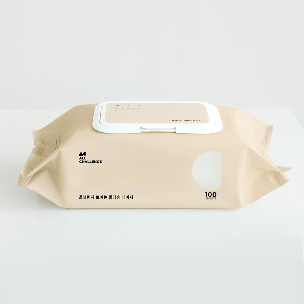 올챌린지 보이는 물티슈 베이지 100매 10팩+10팩 엠보싱 캡형 안전한 아기 신생아