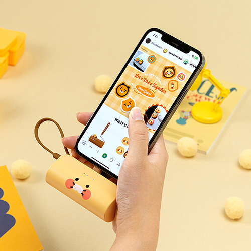 카카오프렌즈 힙스터 도킹형 보조배터리 5000mAh, C타입 춘식이 - 상품 이미지