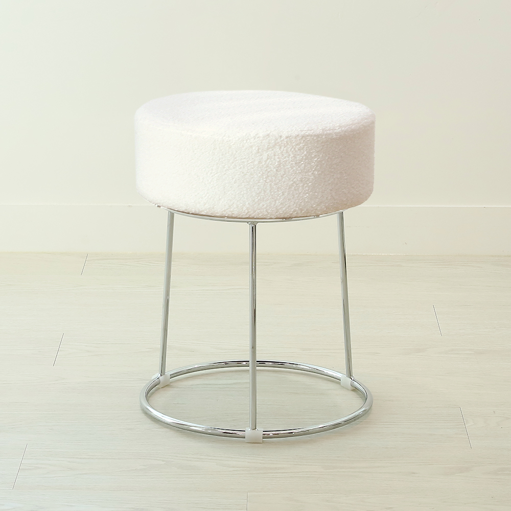 피카소 인테리어 디자인 원형 다용도 화장대 스툴의자 실버, 하운드체크