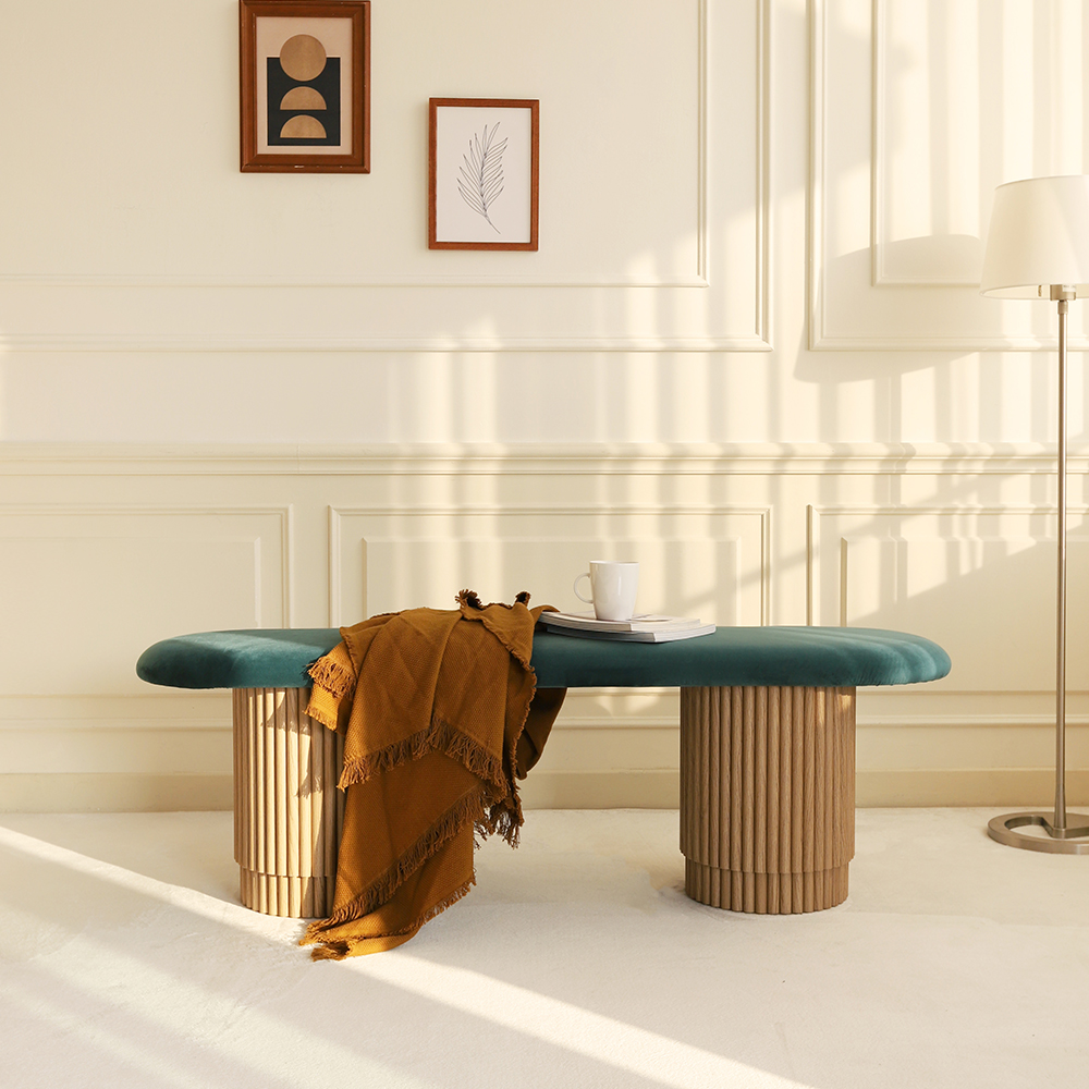 리암 3인용 벨벳 패브릭 템바보드 식탁벤치의자 인테리어 카페 벤치 1400 CL500