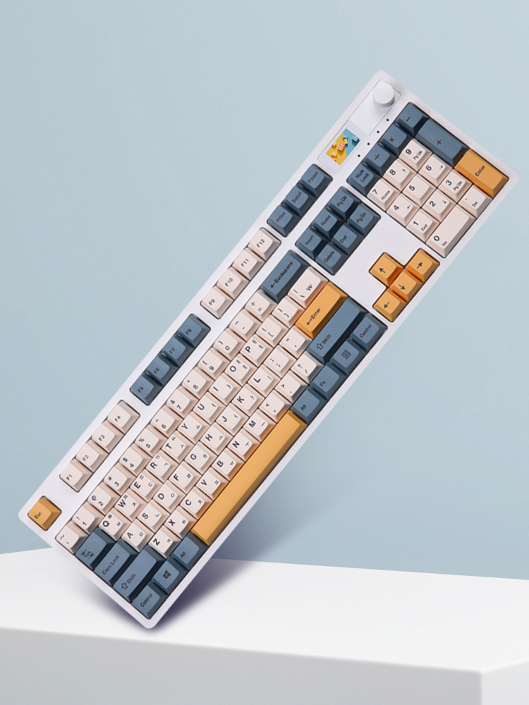 닌자104프로 화이트 풀윤활 아이 패드 폰 유 무선 블루투스 폭스테일축 커스텀 조약돌 키보드