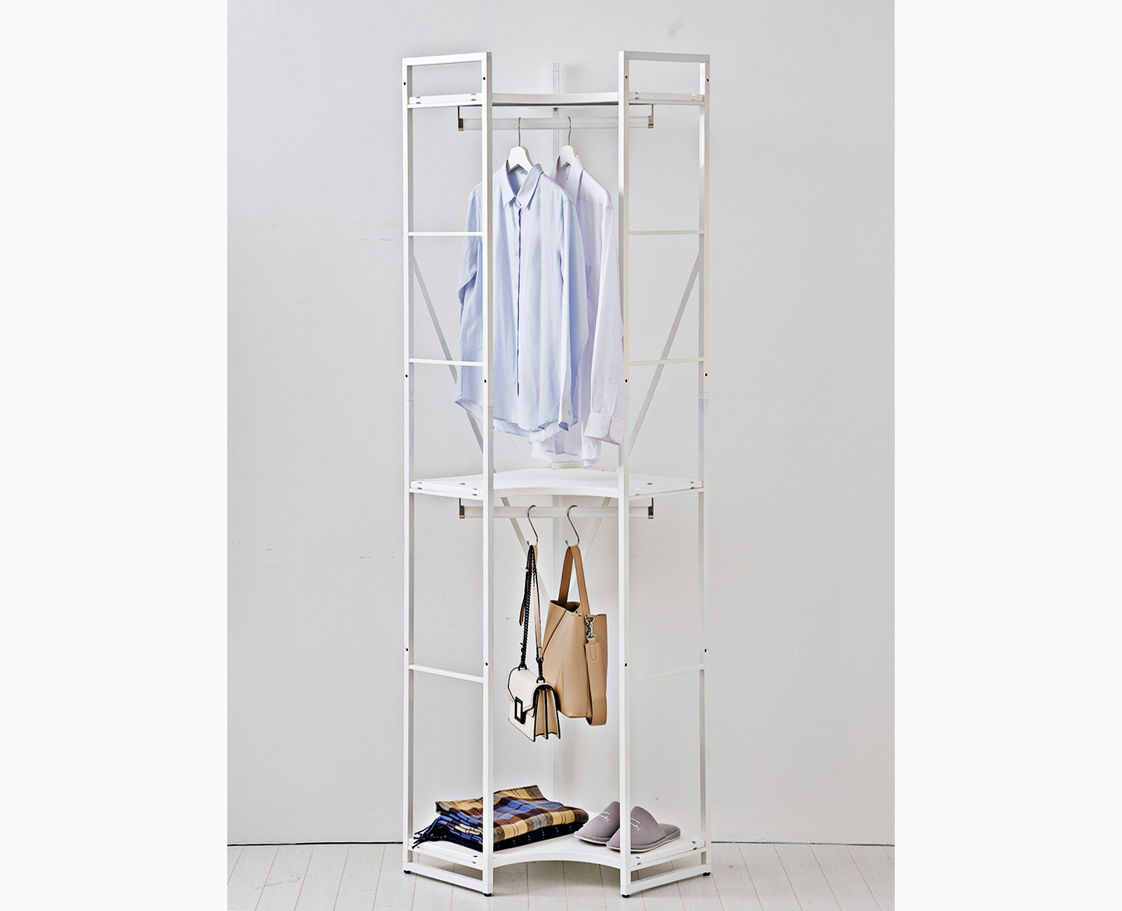 [모아미] 시스템행거 드레스룸 옷걸이 조립식 600선반2단