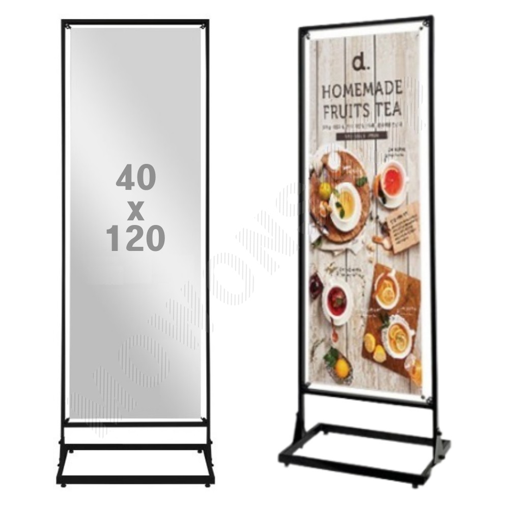 스프링배너 스틸배너 프레임 철제 배너 거치대 40x120 BK - 메인 이미지