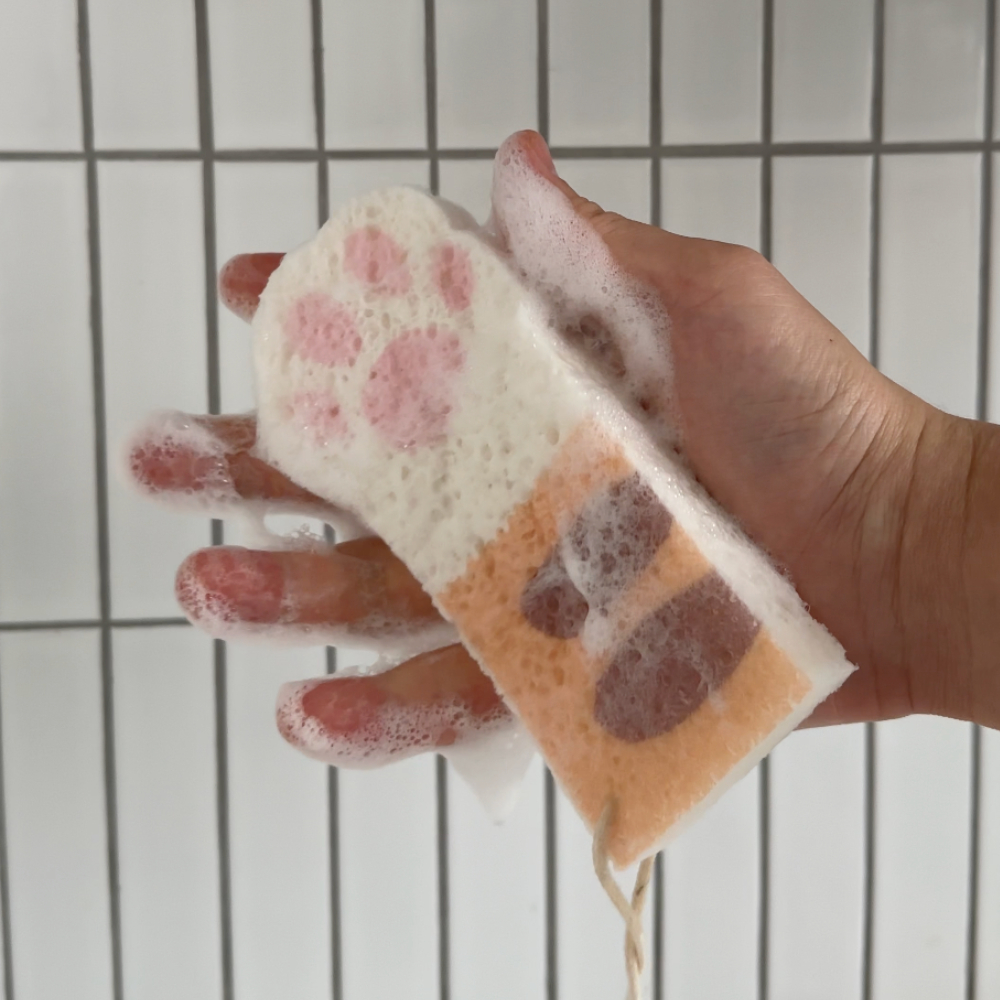 귀여운 고양이 발바닥 젤리 수세미 식물성 벌크업 수세미 60초인테리어 - 상세 이미지 3