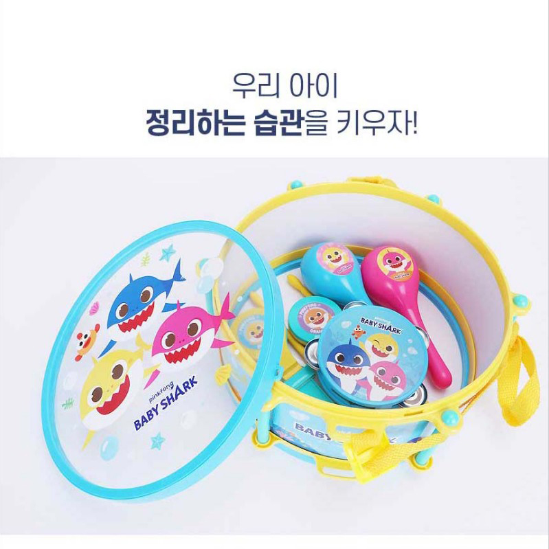 핑크퐁 아기상어 장난감 북 탬버린 마라카스 캐스터네츠 악기 장난감 유아 아기 스티커 세트 - 상세 이미지 5