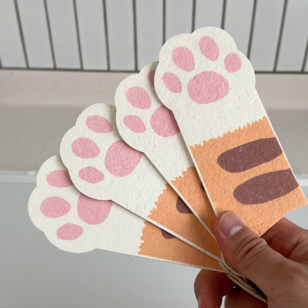 귀여운 고양이 발바닥 젤리 수세미 식물성 벌크업 수세미 60초인테리어 - 상세 이미지 2