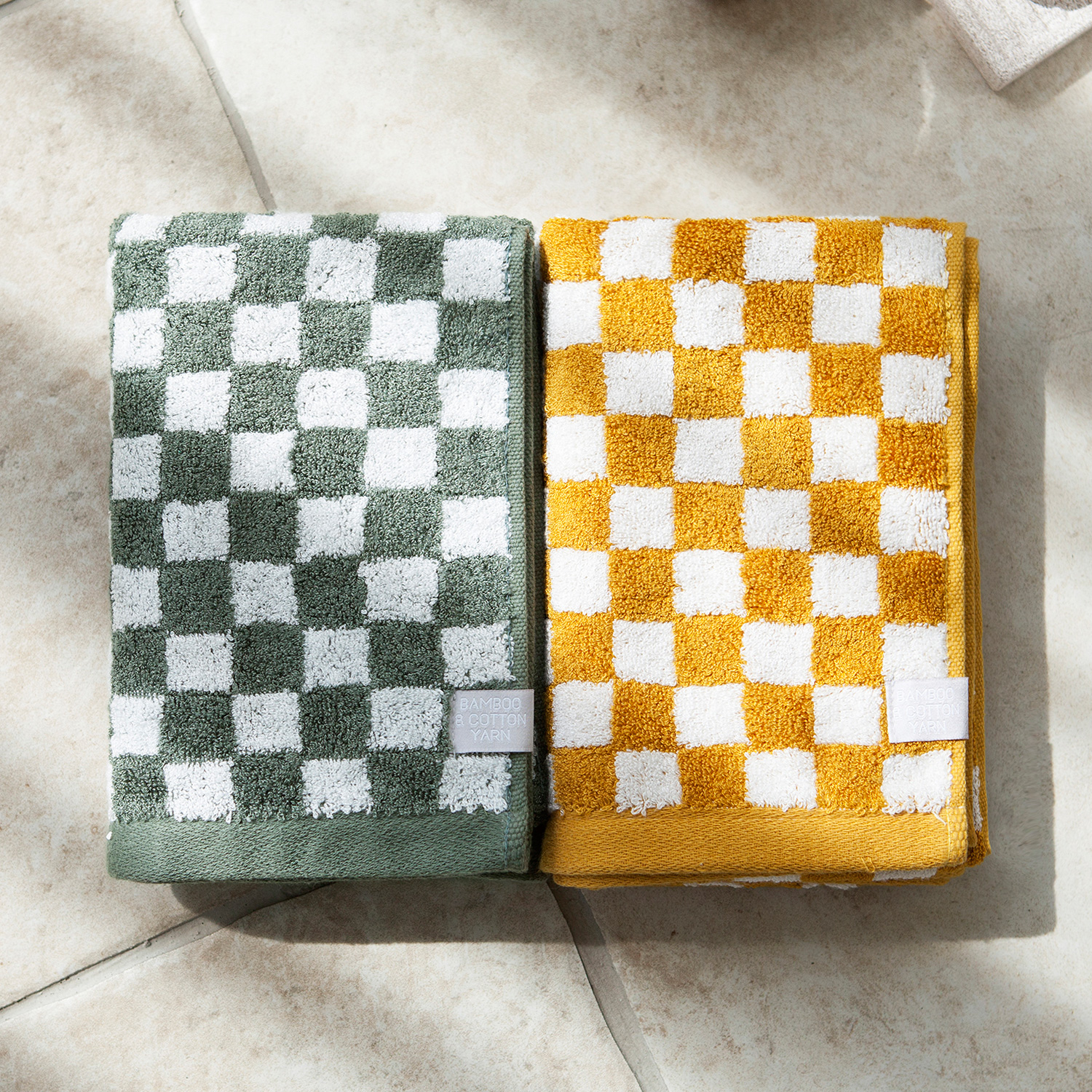 기라로쉬 체커보드 뱀부타올 먼지없는 스트라이프 호텔수건 믹스 4매세트