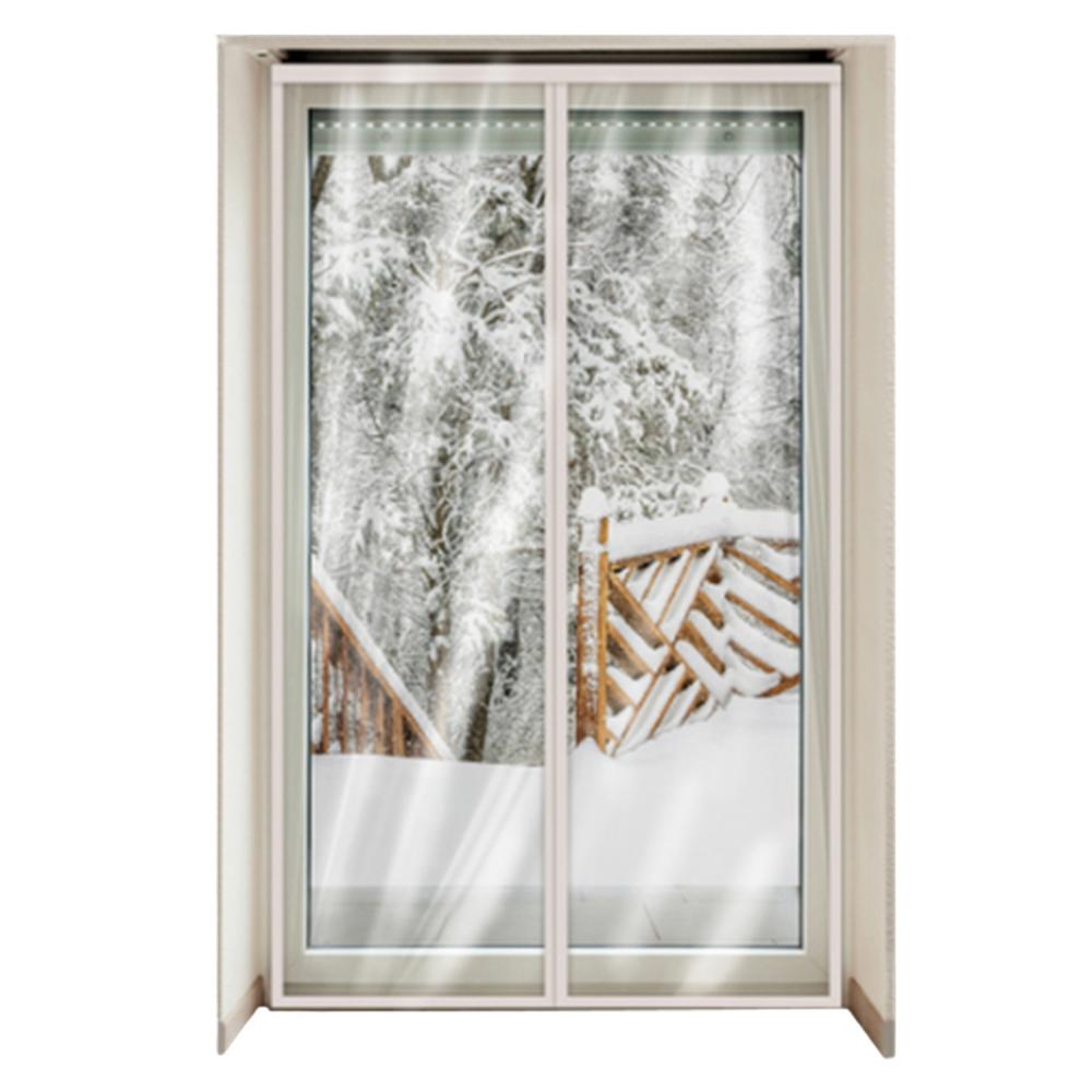 출입문 방풍비닐 양문형 방풍막 투명 바람막이커텐 EVA 120x210cm 화이트 와이드