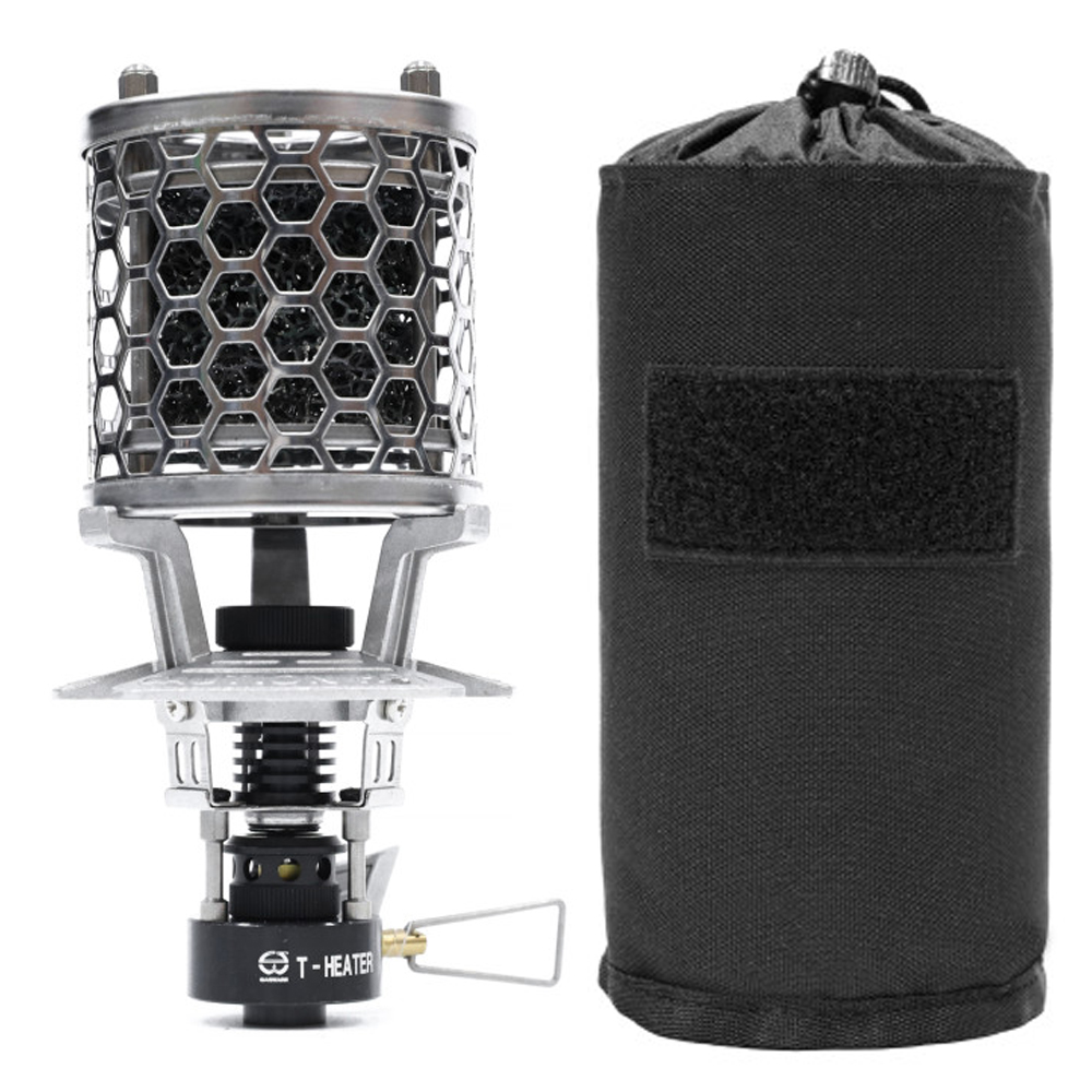 N.I.P 티히터 실버 블랙파우치 캠핑 가스 백패킹 휴대용 소형 낚시 미니 난로