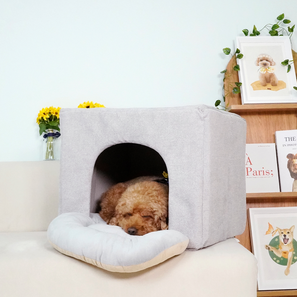 개과천선 모마펫 강아지 하우스 애견 꿀잠 동굴집 쿠션 하우스 고양이 숨숨집 논슬립 그레이