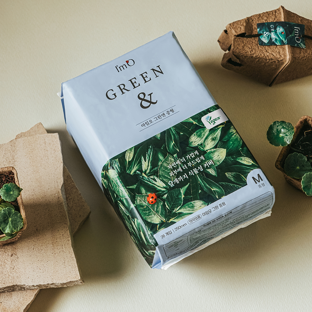 아임오 그린앤 중형 대형 비건 생리대 12팩