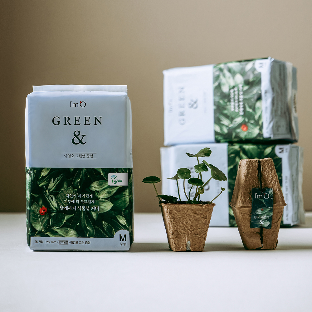아임오 그린앤 중형 대형 비건 생리대 12팩