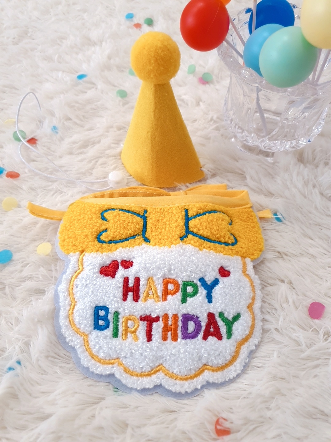 강아지 생일 파티 케이프 고깔모자 세트 고양이 생일턱받이 - 상세 이미지 4