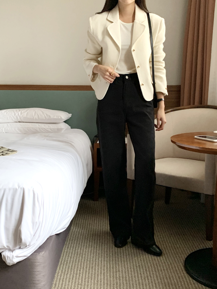 하이웨스트 양기모 세미 밴딩 와이드팬츠 여자 기모바지 여성 겨울팬츠 일자 면팬츠 통바지 - 상세 이미지 5