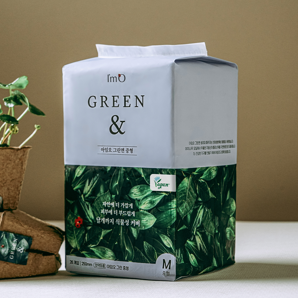 아임오 그린앤 중형 대형 비건 생리대 12팩