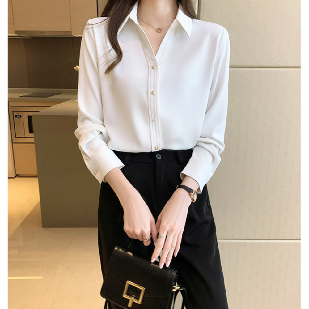 예식장복장 결혼식 하객룩 면접용 증명사진 흰 블라우스 이미지
