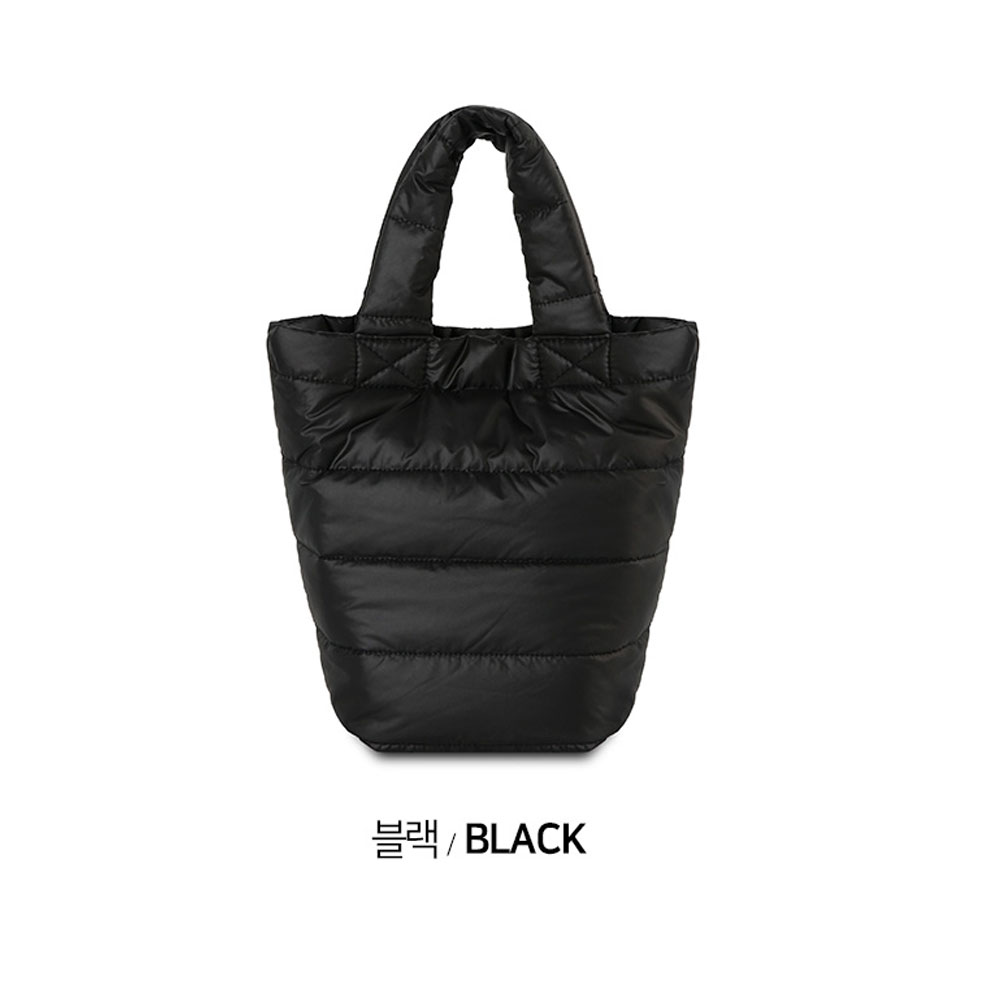 가을 겨울 아담한 미니 패딩 토트백 누비 퀄팅 나들이 외출 여대생 대학생 엄마 손목 가방 - 상세 이미지 2