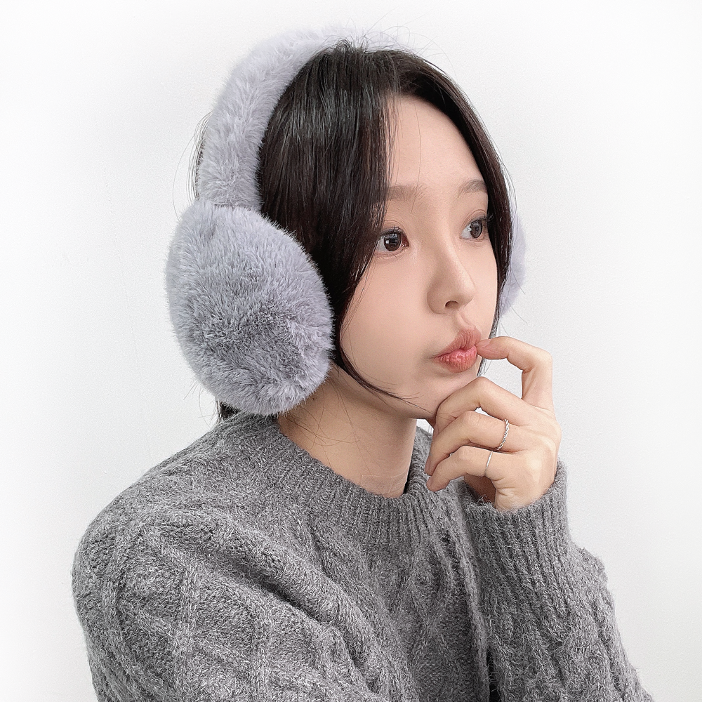 휘핑 밍크털 겨울 방한 접이식 귀마개 귀도리 - 상세 이미지 3