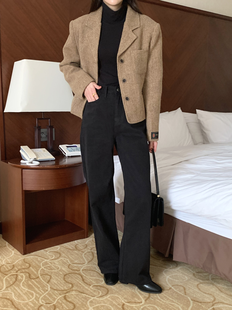 하이웨스트 양기모 세미 밴딩 와이드팬츠 여자 기모바지 여성 겨울팬츠 일자 면팬츠 통바지 - 상세 이미지 2