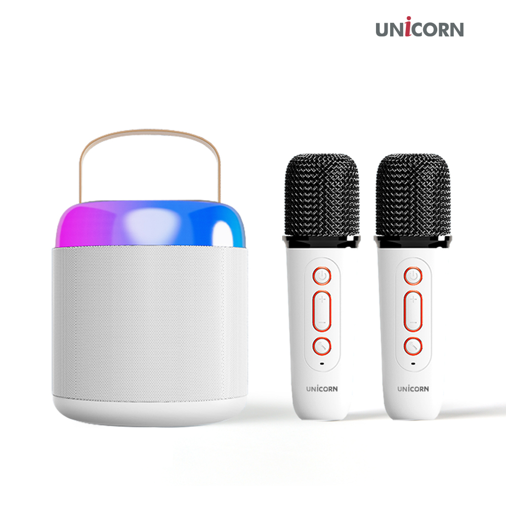 블루투스듀얼 마이크 가정용 강의용 노래방 음성변조 LED조명 휴대용스피커 KTV-500GM