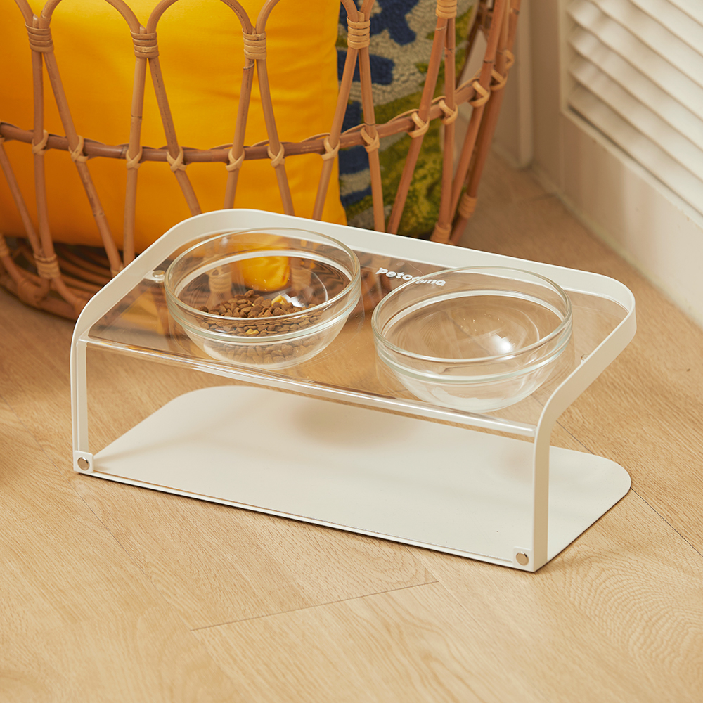 펫코본 강아지밥그릇 고양이물그릇 식기 식탁 유리 아크릴 2구