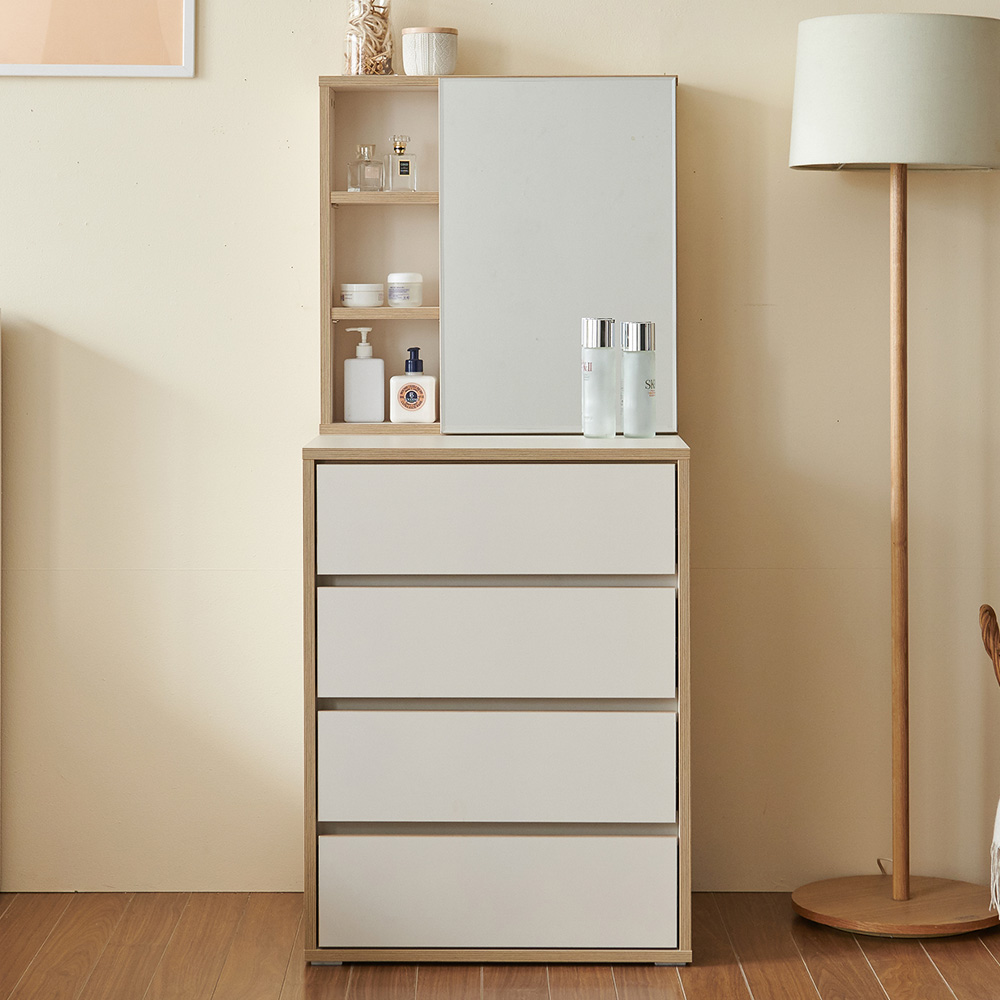 스코나 맨자노 4단 600 서랍장 도어거울 화장대세트