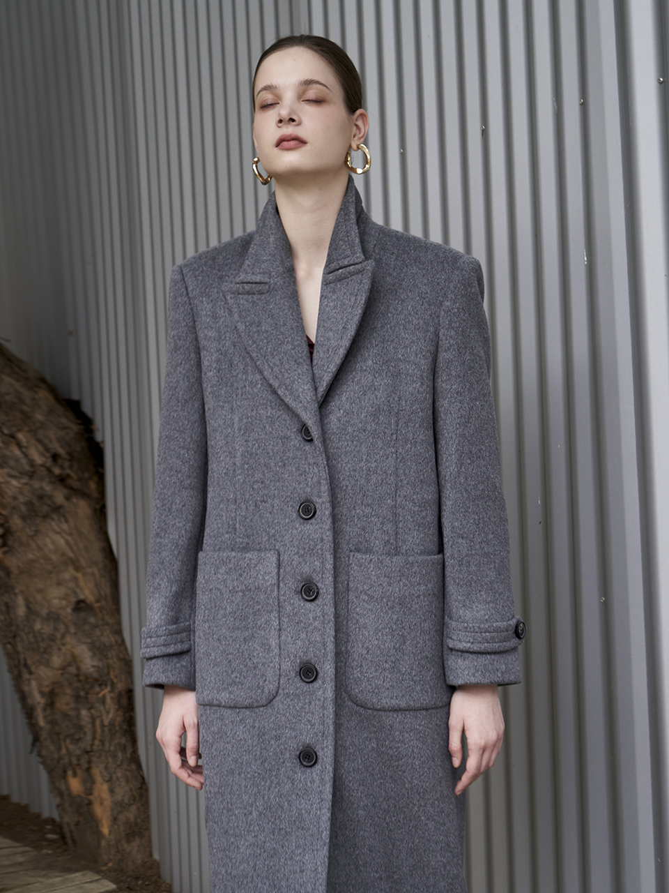 [쥴리앤칼라]23FW 칼라1 컬렉터 프리미엄 미들턴 메리노울코트  그레이 - 상품 이미지