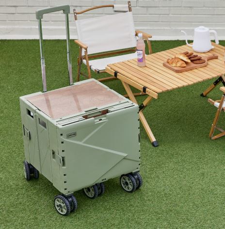 코드 26 리빙 웨건 테이블 캠핑 캐리어+월넛 상판포함 광폭휠 카트 단일색 1세대