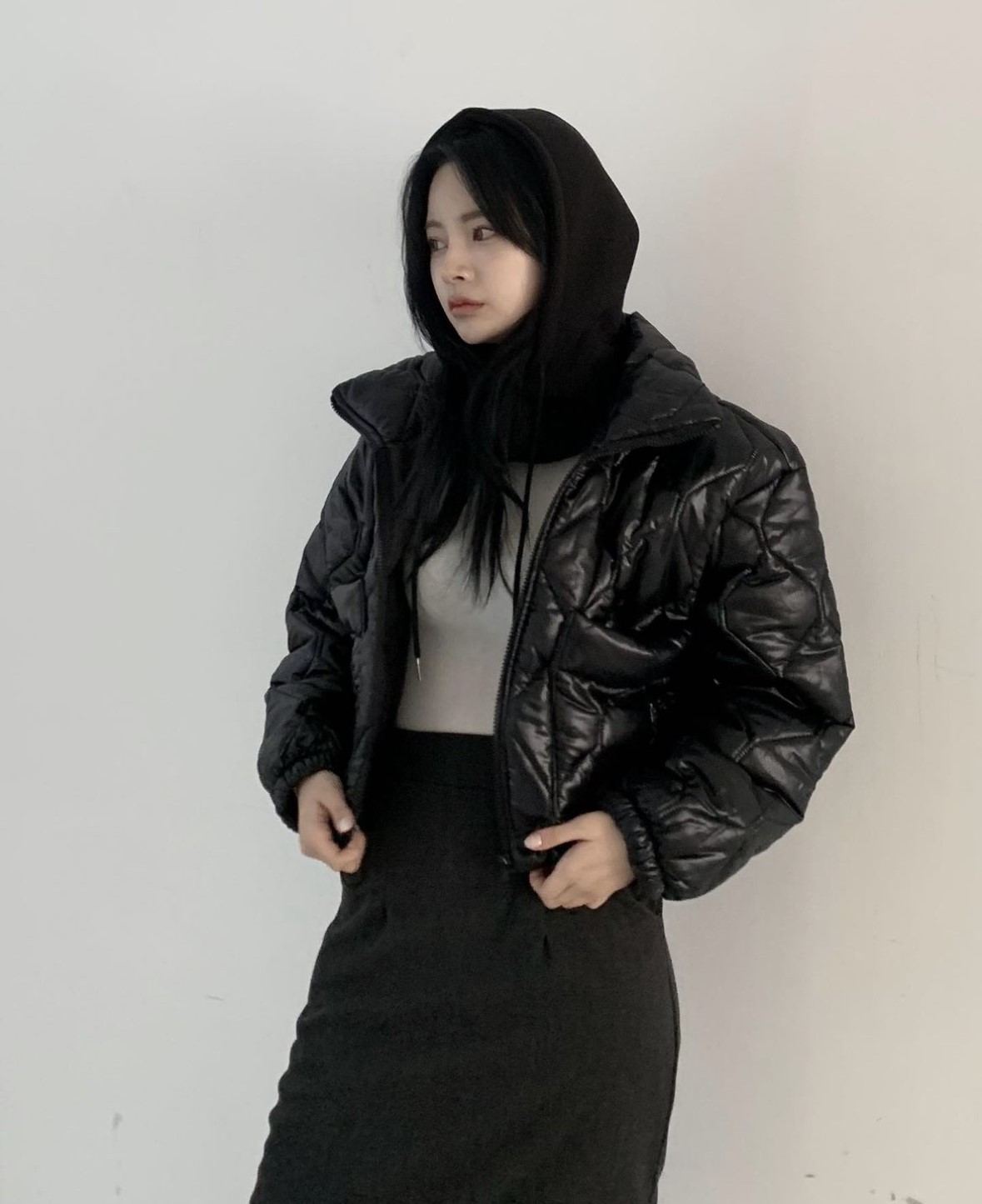 로라벨 레브 바라클라바 겨울 넥워머 후드 빅사이즈 여성 남자 와이드핏 방한 쭈리 - 상세 이미지 3