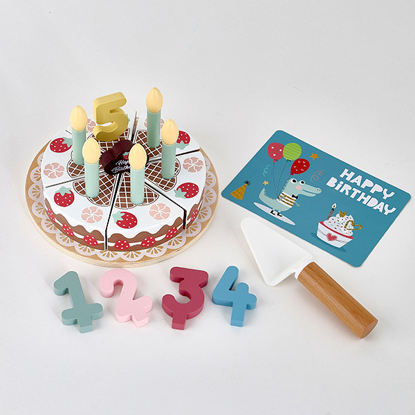 [투키토이] 원목생일케이크(544B) 우드케이크 원목소꿉놀이 촛불끄기 디저트가게 생일파티 - 상세 이미지 2