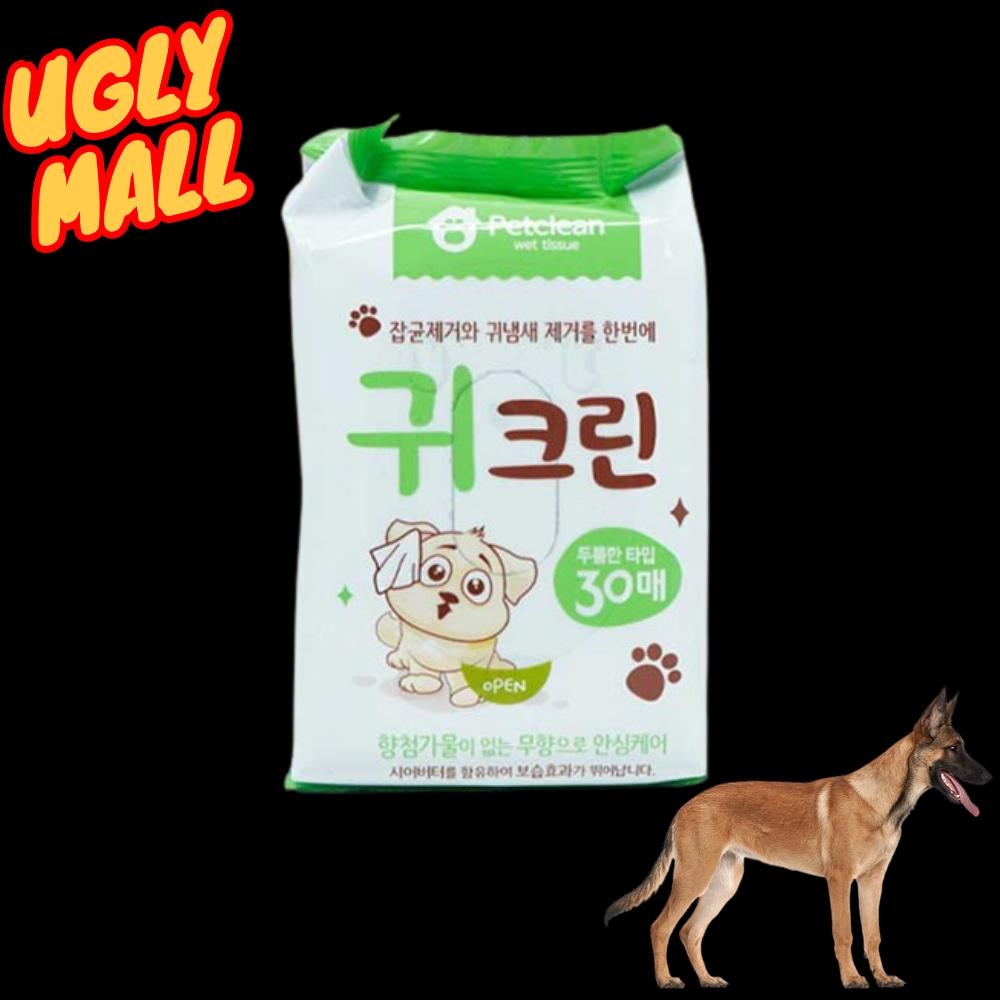 30매 강아지귀물티슈 애견 강아지귀청소티슈 - 상품 이미지