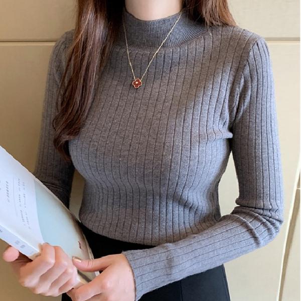 회색목폴라 화이트목폴라 여성롱니트티 이미지