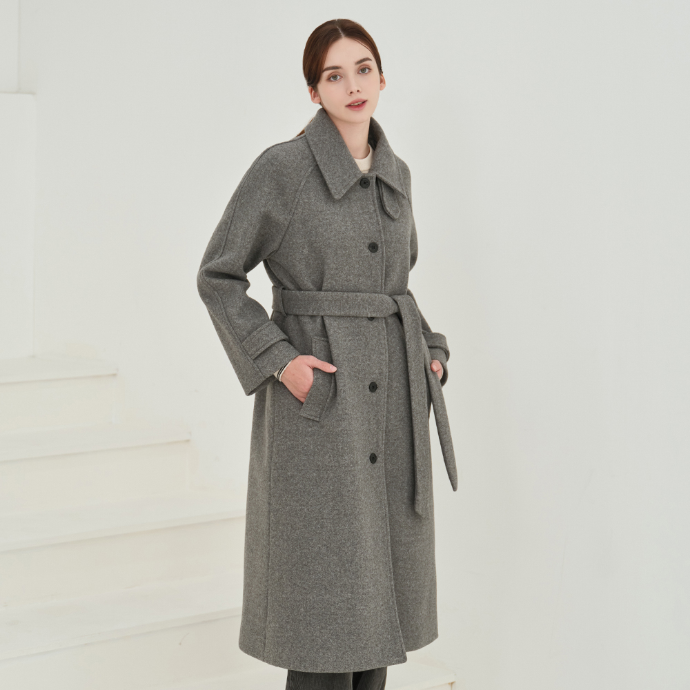 [한정수량] 예시카 카라 비조 울 누빔 벨티드 롱 코트 YHCHC200