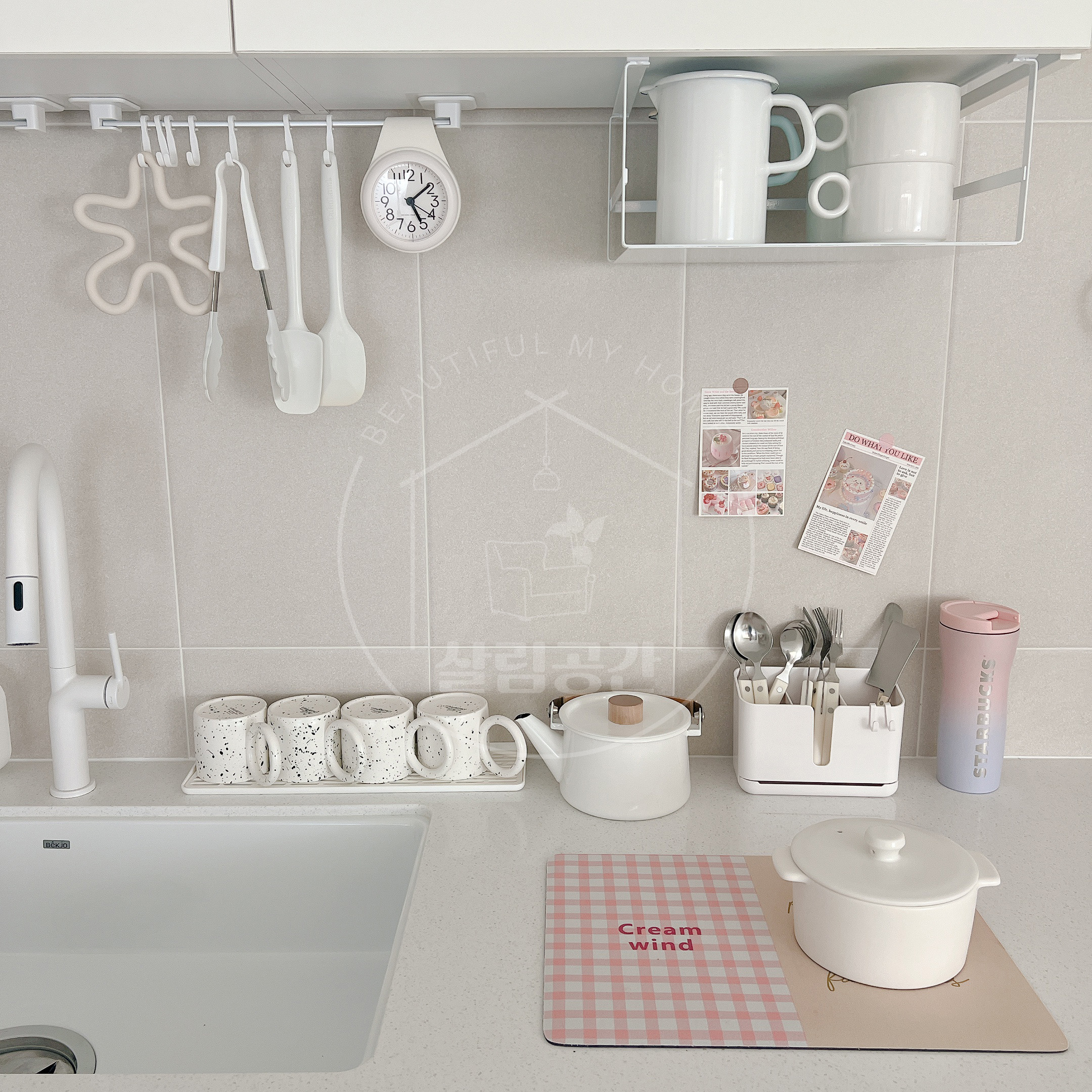 주방 시계 욕실 화장실 무소음 바쓰 10cm