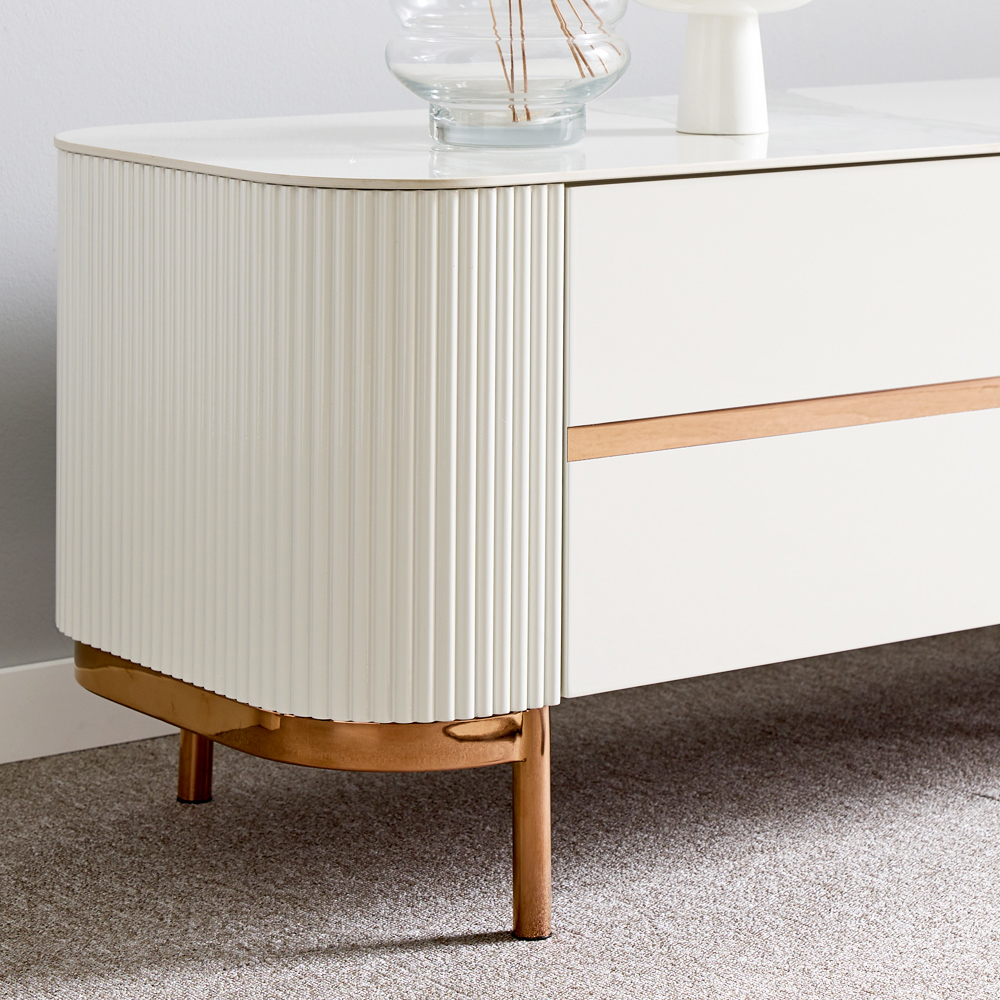 [방문설치] 살로메 세라믹 스테인레스 거실장 2100x400x430mm, 화이트