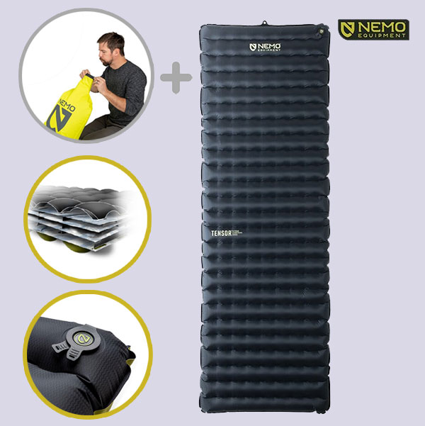 니모 텐서 익스트림 컨디션 에어매트 백패킹 롱 와이드, 9cm, 블랙