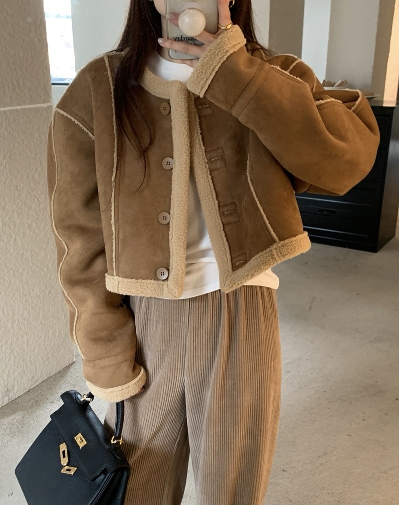 렐시 여성 겨울 무스탕 숏 자켓 루즈핏 이미지 1