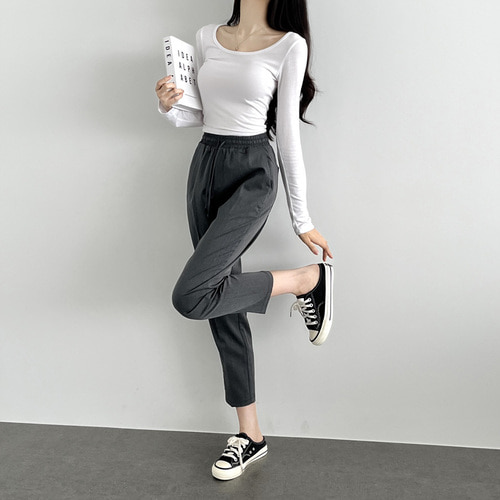 [140cm~/S~3XL/9부&10부] 남녀공용 교복바지 허리 통밴딩 고무줄 팬츠 슬랙스 이미지 4