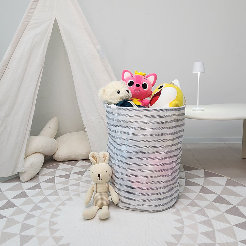 노바리빙 다용도 빨래 바구니 접이식 패브릭 세탁 빨래통 원형 사각