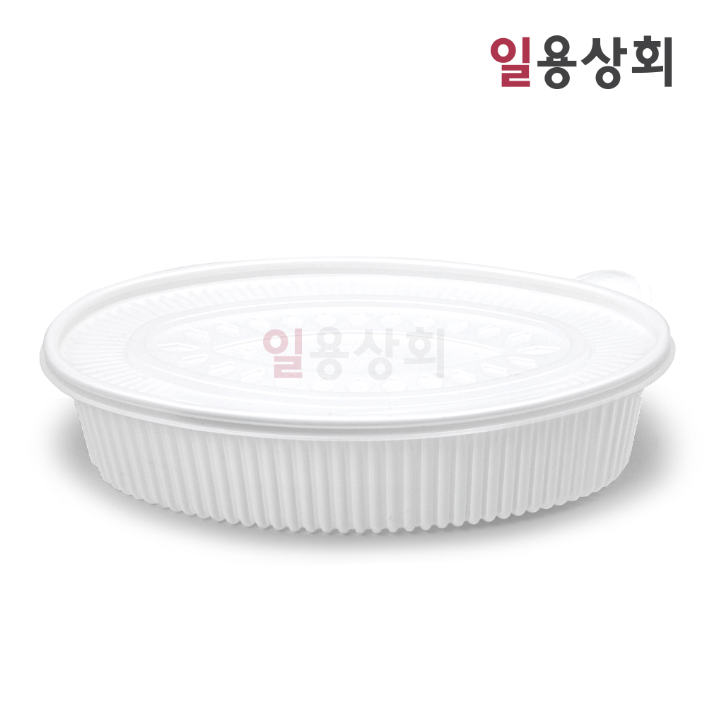 타원 찜용기 JH 340파이 대 3100ml 100세트 백색 찜닭용기 : 일용상회