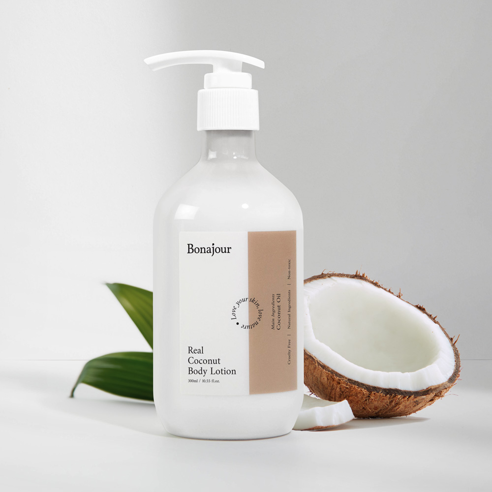 보나쥬르 리얼 코코넛 비건 바디로션 / 패밀리 보습 대용량 로션 300ml