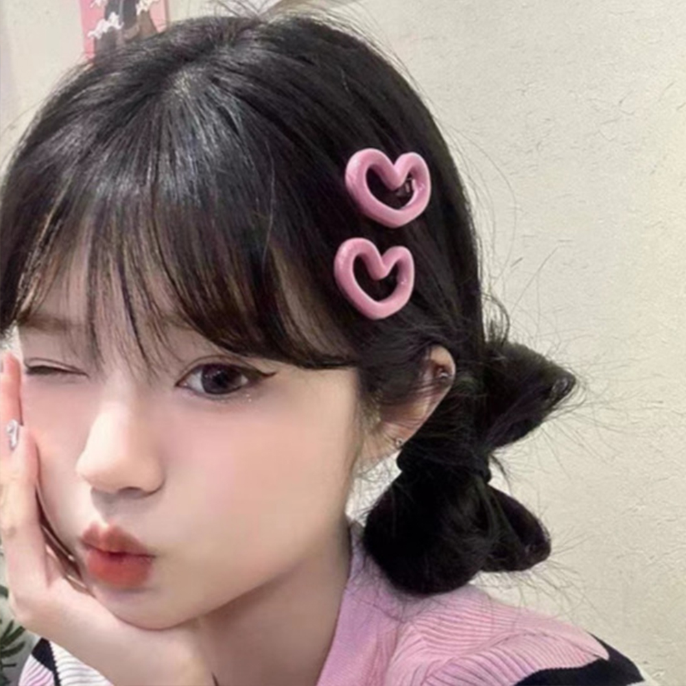 헤어핀 하트 삔 예쁜 여자 집게핀 헤어 머리 귀여운 미니 작은 이쁜 옆머리 앞머리 여성 - 상품 이미지