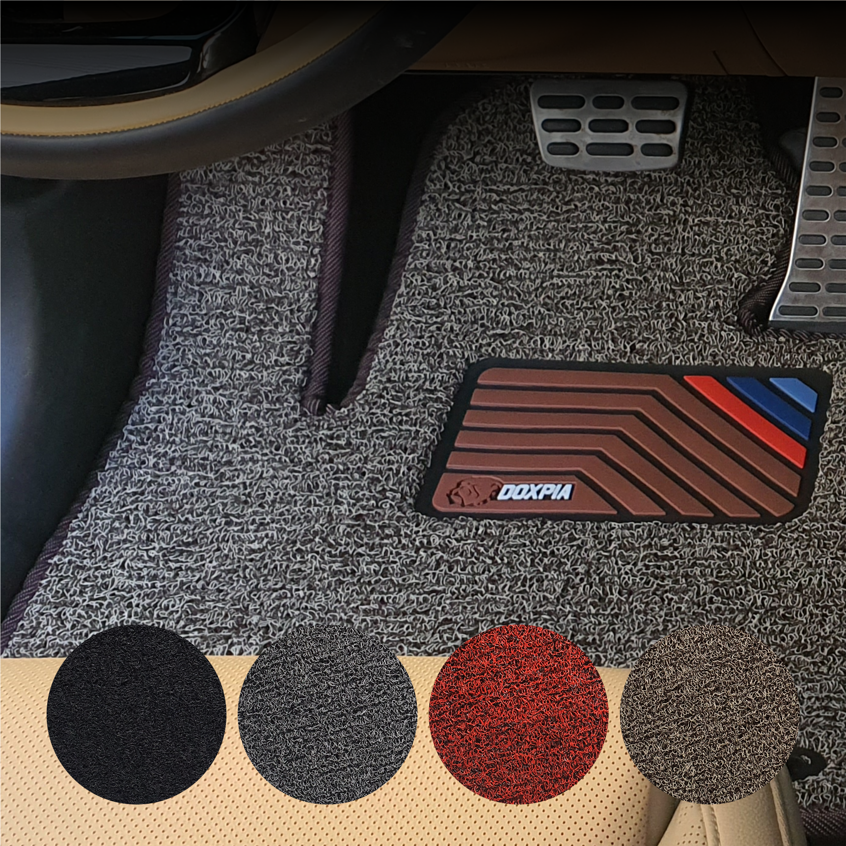 독스피아 전차종(승합차 제작X) 엣지 코일매트 풀확장형 푹신한 차량용매트 1열+2열