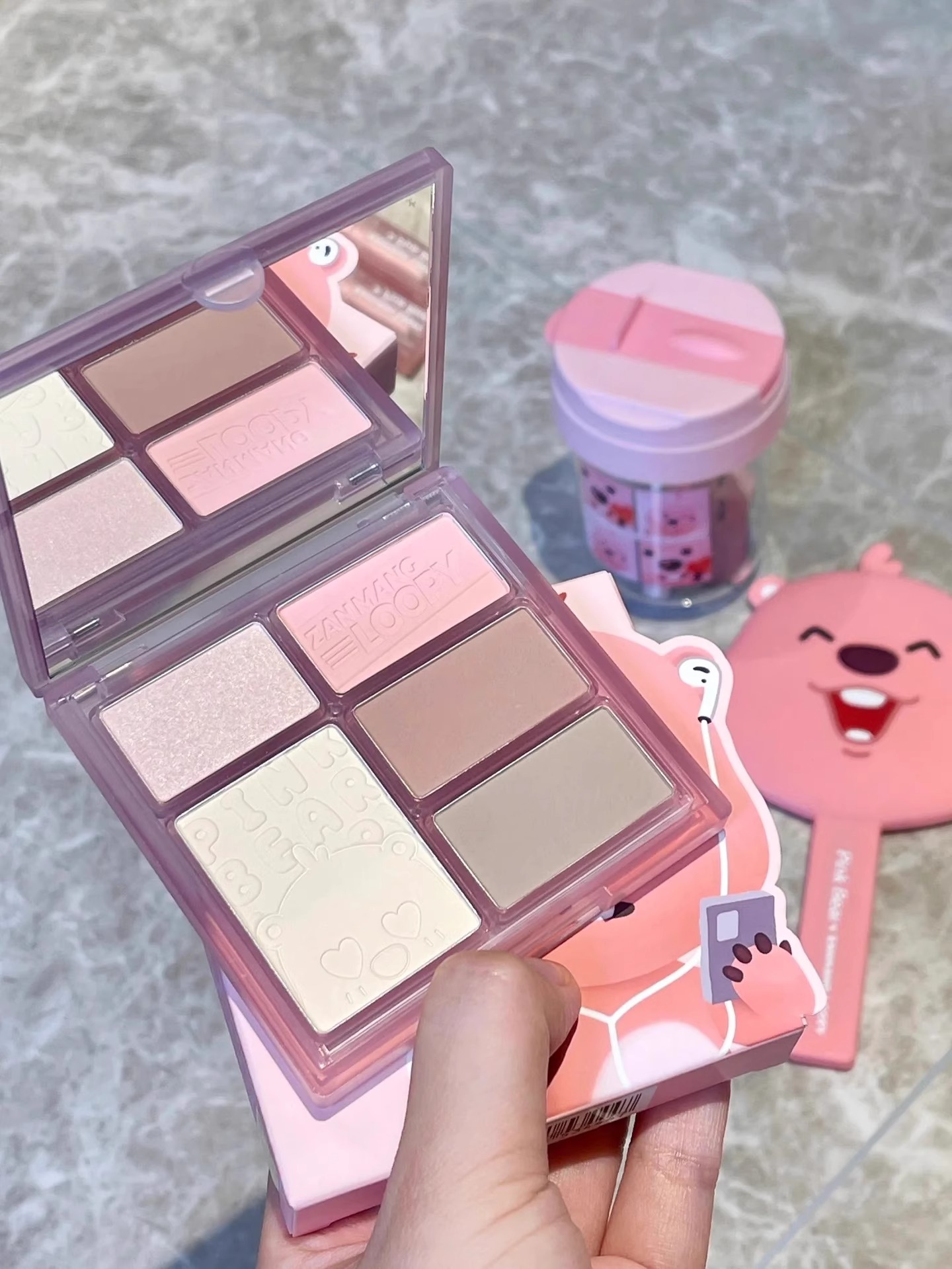 무펄 하이라이터 쉐딩 블러셔 팔레트 핑크베어 잔망 루피 콜라보 - 상세 이미지 4